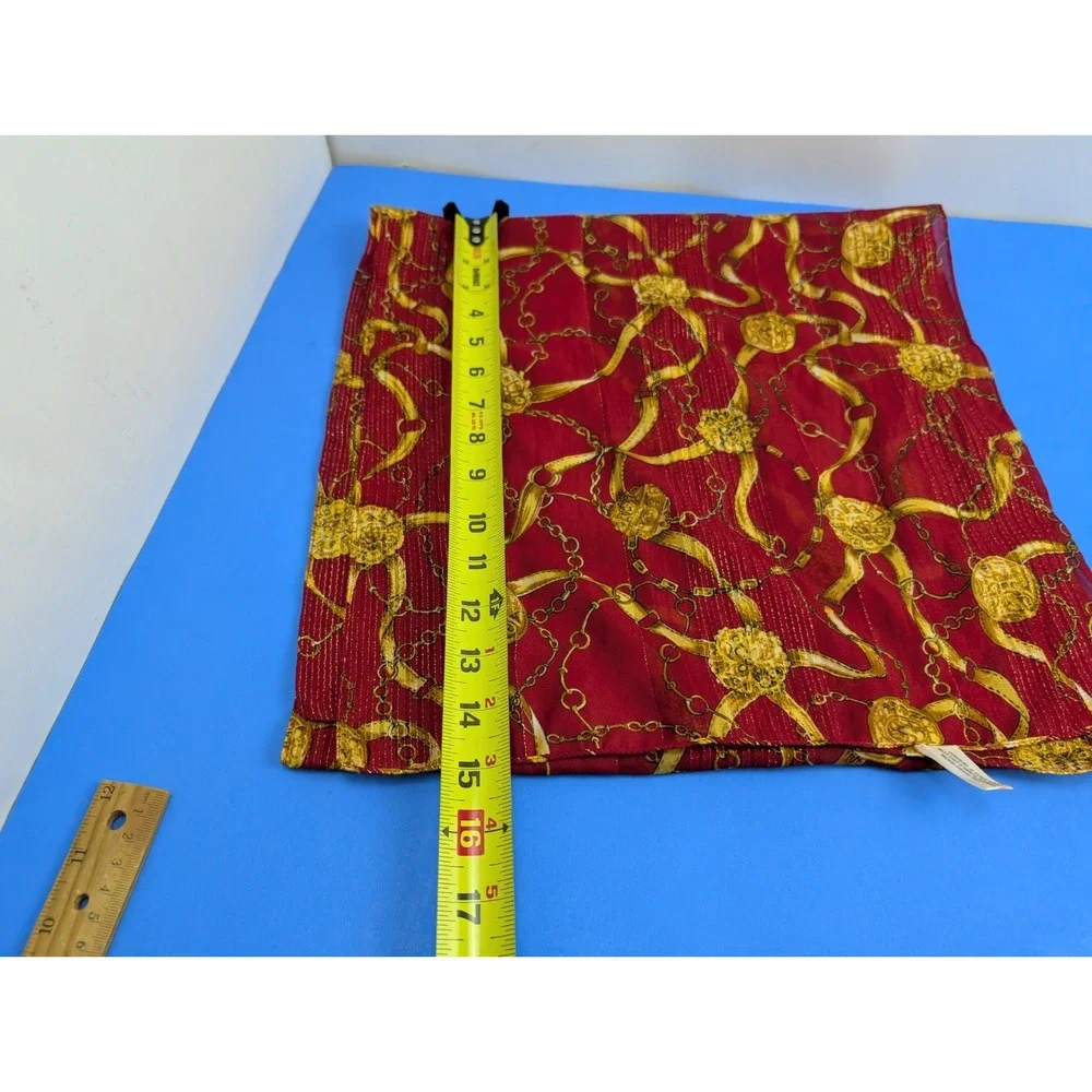 Vintage Red Gold Chain Link Pattern Scarf Made in Italy 14x60